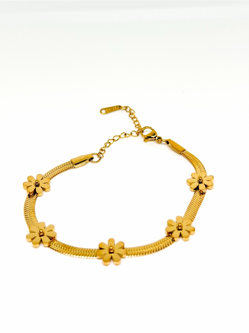 Gold Floral Link Bracelet - Women's Daisy Chain Bracelet